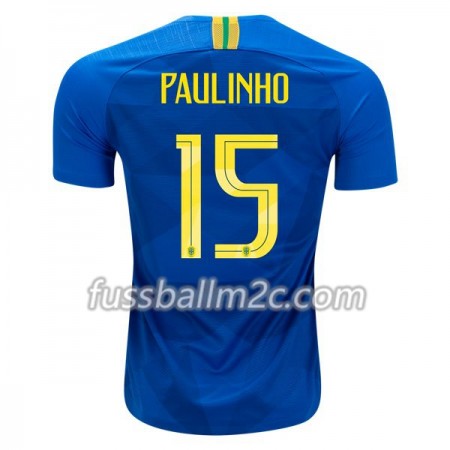 Fußballtrikots Brasilien Paulinho 15 Auswärts Trikotsatz WM 2018